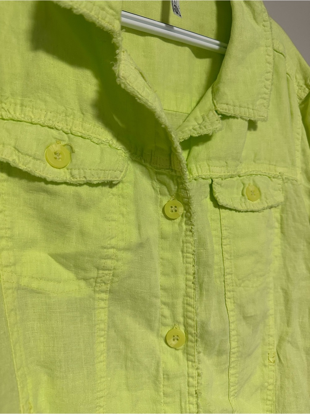 Lulu-B Neon Green 100% Linen Button-Front Jacket - Picture 5 of 11